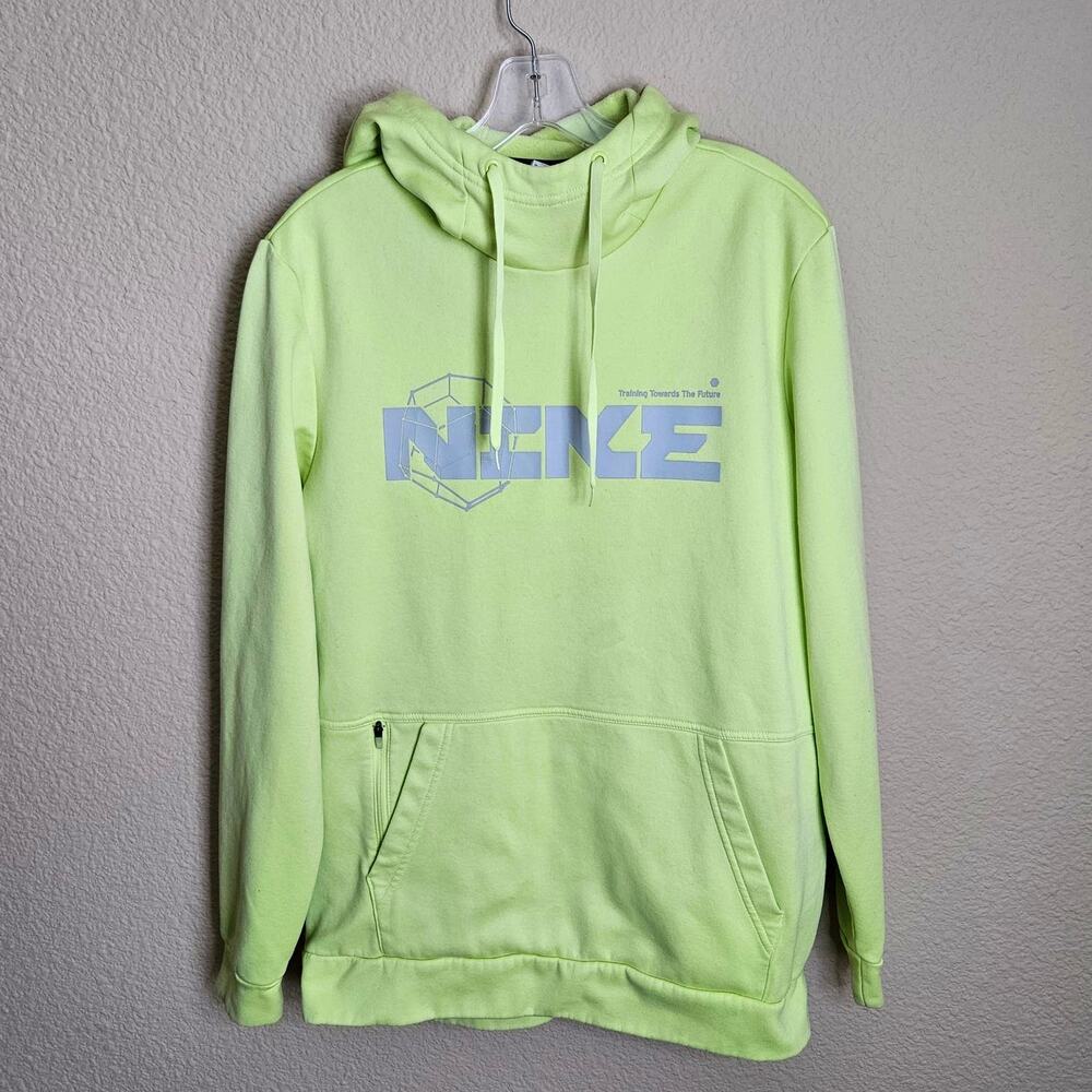 NIKE Oversized Scuba Hoodie Womens M Training Neon Lemon Twist Sail Athleisure